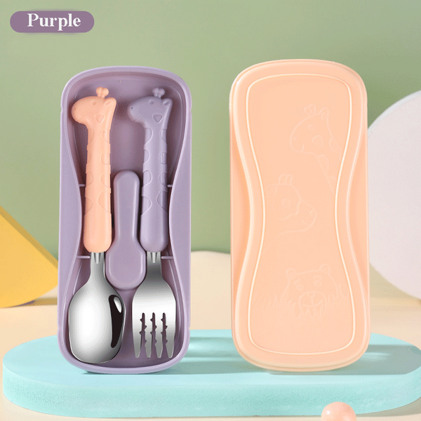 Kids Fork and Spoon set with case