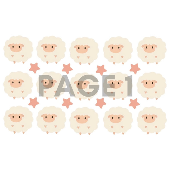The Printerie Wall Sticker Decals - Baby Sheep and Stars