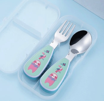 Personalized Toddler Fork and Spoon set with case