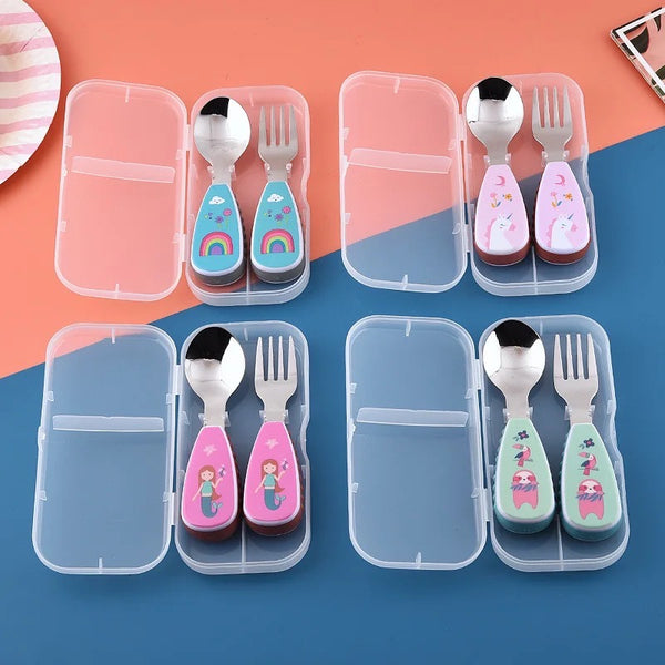 Personalized Toddler Fork and Spoon set with case