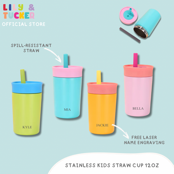Lily and Tucker Personalized Stainless Kids Straw Cup 12oz