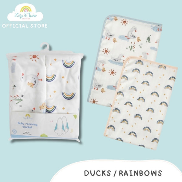 Lily and Tucker 2-pack Baby Receiving Cotton Blanket