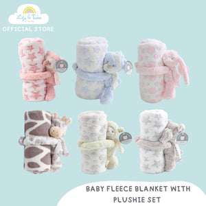 Lily and Tucker Baby Fleece Blanket with Plushie Set