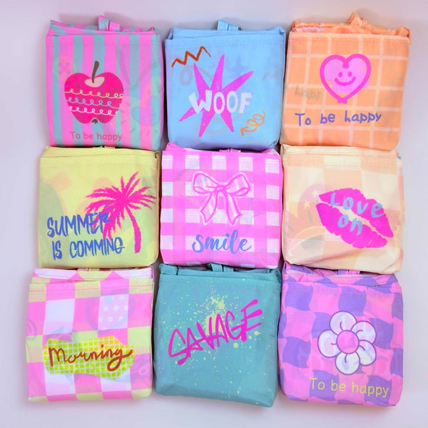 Cute Foldable Shopping Bag with Adjustable Lanyard