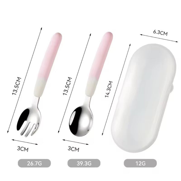 Lily and Tucker Personalized Stainless Toddler Spoon and Fork Set with Case