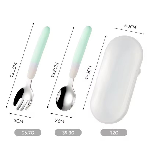 Lily and Tucker Personalized Stainless Toddler Spoon and Fork Set with Case