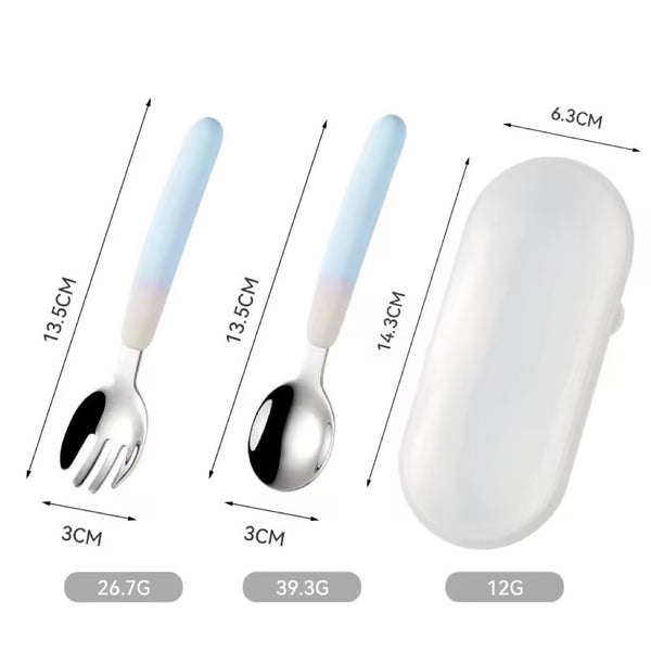 Lily and Tucker Personalized Stainless Toddler Spoon and Fork Set with Case