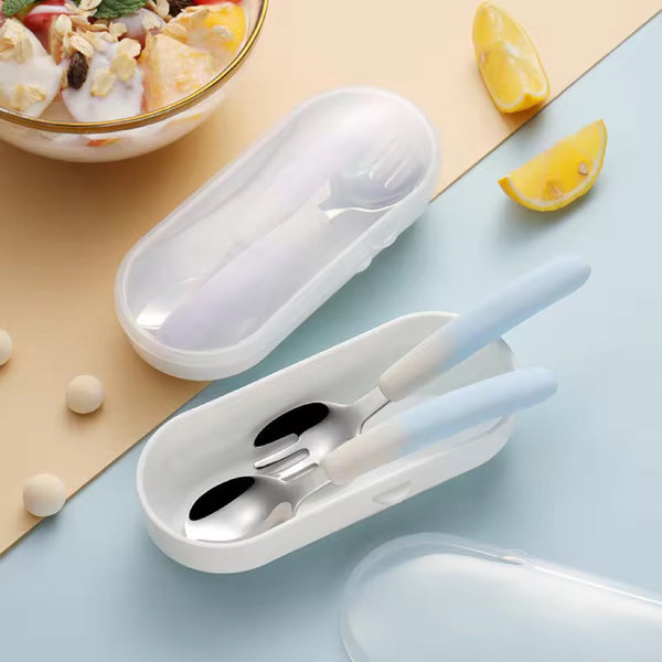 Lily and Tucker Personalized Stainless Toddler Spoon and Fork Set with Case