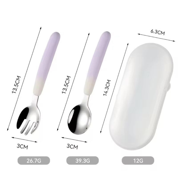 Lily and Tucker Personalized Stainless Toddler Spoon and Fork Set with Case