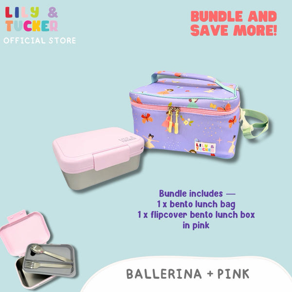 Lily and Tucker Bento Lunch Bag and Flip Cover Lunch Box Bundle