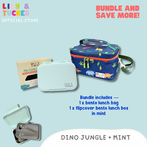 Lily and Tucker Bento Lunch Bag and Flip Cover Lunch Box Bundle