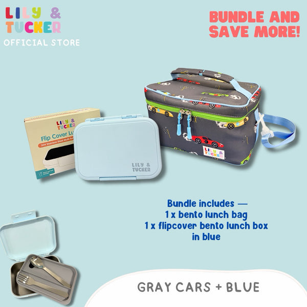 Lily and Tucker Bento Lunch Bag and Flip Cover Lunch Box Bundle