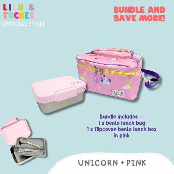 Lily and Tucker Bento Lunch Bag and Flip Cover Lunch Box Bundle