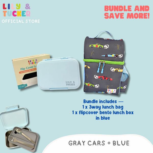 Lily and Tucker 3way Lunch Bag and Flip Cover Lunch Box Bundle