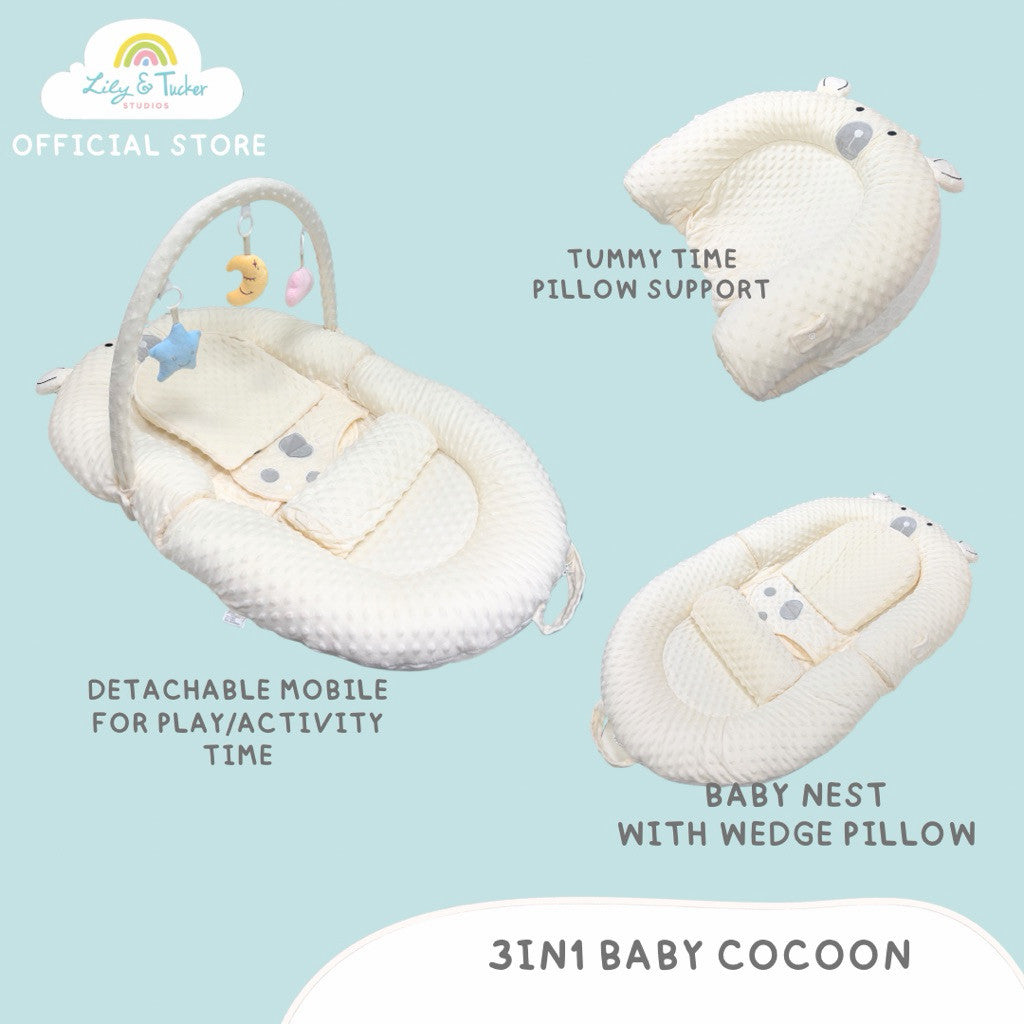 Lily and Tucker Bear Pod 3in1 Multipurpose Baby Nest Lounger Anti-star ...
