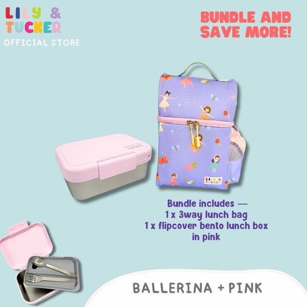 Lily and Tucker 3way Lunch Bag and Flip Cover Lunch Box Bundle