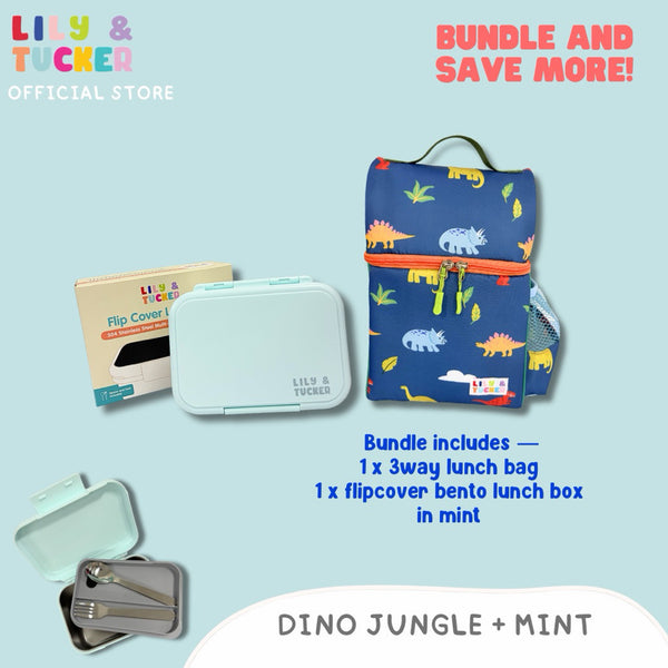 Lily and Tucker 3way Lunch Bag and Flip Cover Lunch Box Bundle