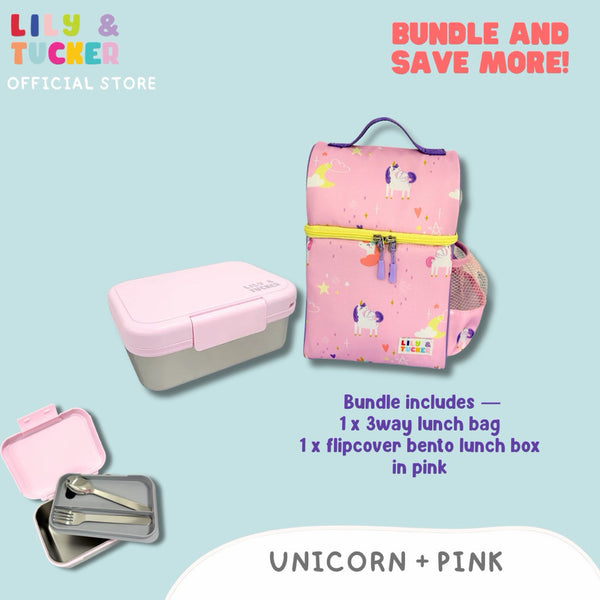 Lily and Tucker 3way Lunch Bag and Flip Cover Lunch Box Bundle