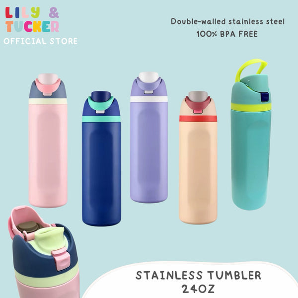Lily and Tucker Flip Straw Lid Stainless Steel Tumbler 24OZ