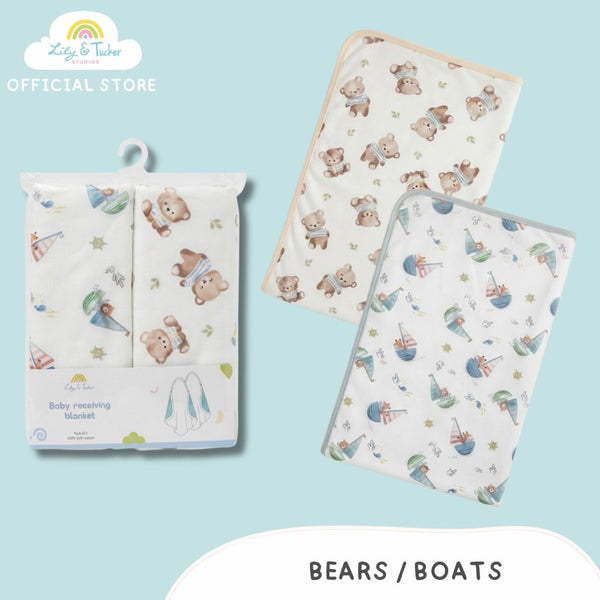 Lily and Tucker 2-pack Baby Receiving Cotton Blanket